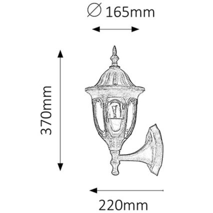 Rabalux - Outdoor wall light 1xE27/60W/230V IP43 gold/patina/black