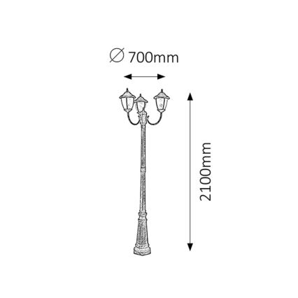 Rabalux - Outdoor lamp 3xE27/60W/230V 210 cm
