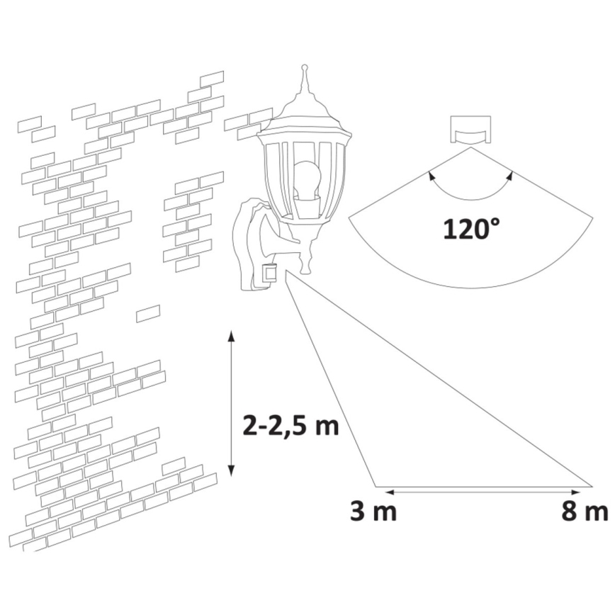 Rabalux - Outdoor light with sensor 1xE27/60W/230V