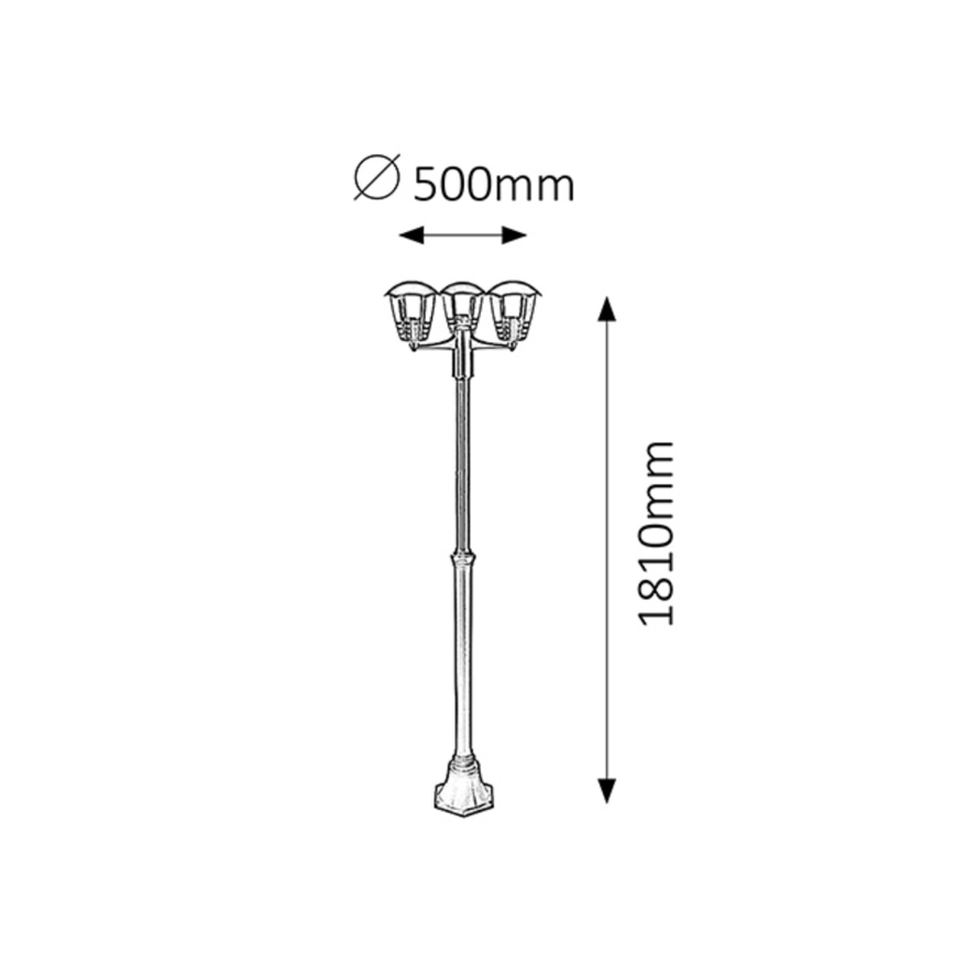 Rabalux - Outdoor Lamp, 3×E27, 60 W, 230 V, IP44, 1.81 m