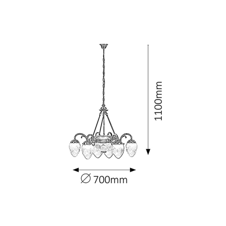 Rabalux - Chandelier on a chain 6xE14/40W+2xE27/60W