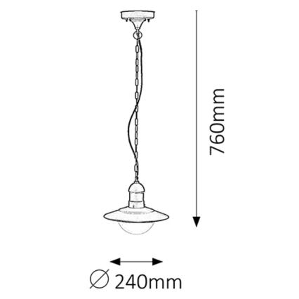 Rabalux - Outdoor pendant light 1xE27/60W black IP44