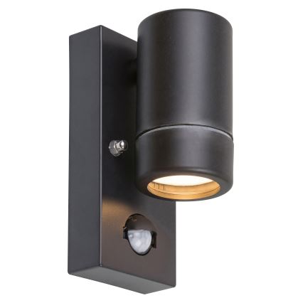 Outdoor wall light with sensor 1xGU10/10W/230V IP44 black