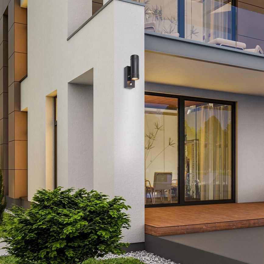 Rabalux - Outdoor wall light with a sensor 2xGU10/10W/230V black IP44