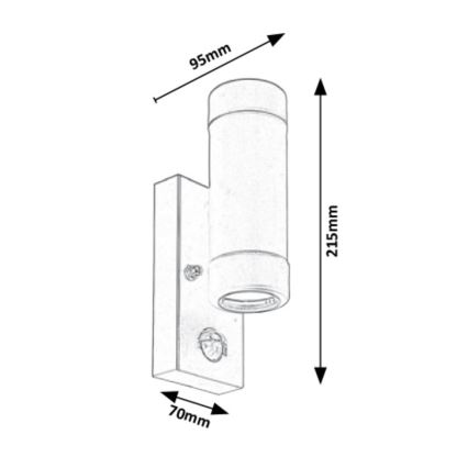 Rabalux - Outdoor wall light with a sensor 2xGU10/10W/230V black IP44