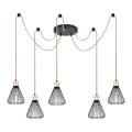 Rabalux - Chandelier on a string 5xE27/40W/230V spider black/beech