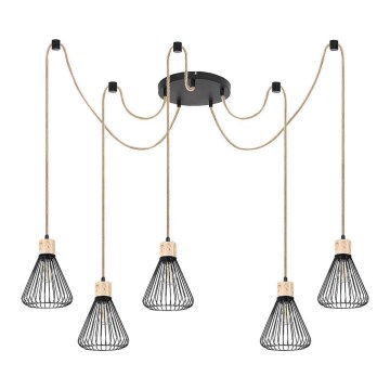 Rabalux - Chandelier on a string 5xE27/40W/230V spider black/beech
