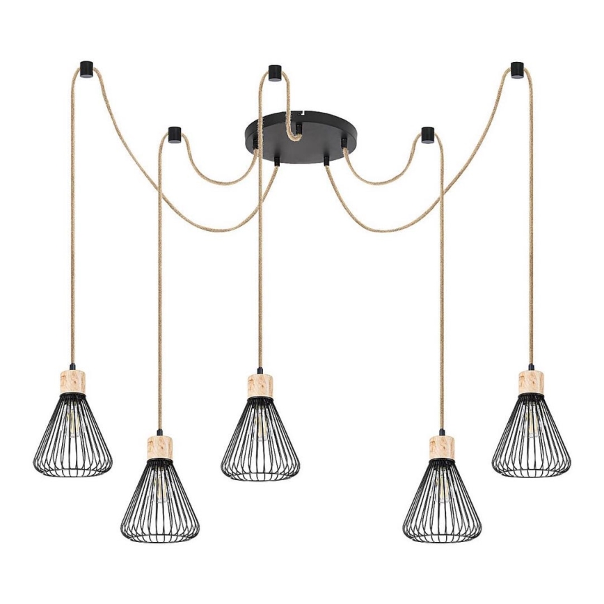 Rabalux - Chandelier on a string 5xE27/40W/230V spider black/beech