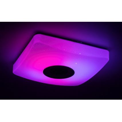 Rabalux - LED RGB Dimmable Ceiling Light with Speaker LED/18W/230V 3000-6000K Bluetooth + Remote Control 36,5x36,5 cm