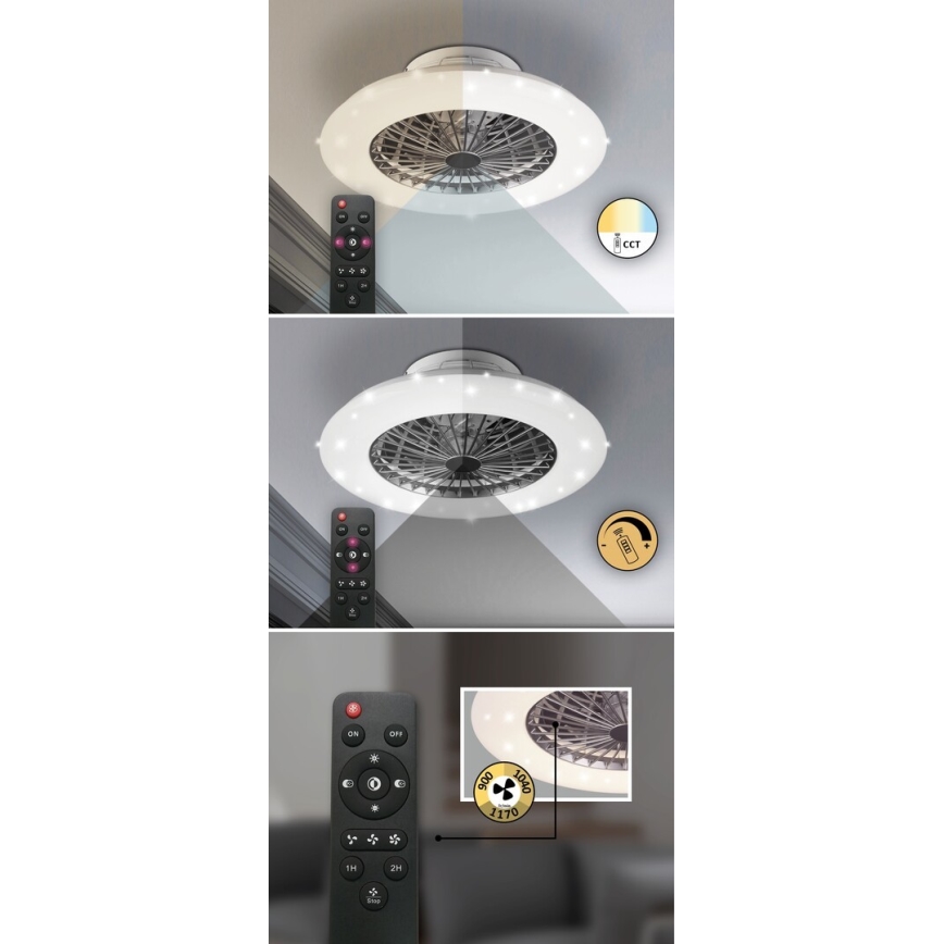 Rabalux - LED Dimmable ceiling light with a fan LED/30W/230V 3000-6500K + remote control