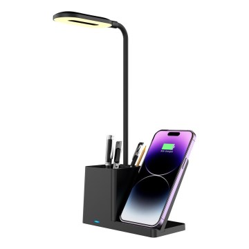Rabalux - LED Dimmable table lamp with wireless charging QI LED/4W/5V 3000/4000/6500K black