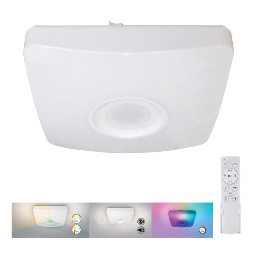 Rabalux - LED RGB Dimmable Ceiling Light with Speaker LED/18W/230V 3000-6000K Bluetooth + Remote Control 36,5x36,5 cm