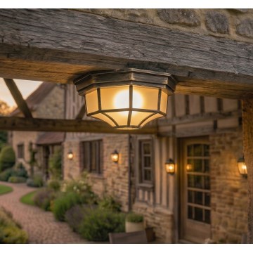 Rabalux - Outdoor ceiling light 1xE27/100W/230V IP44 gold/patina/black