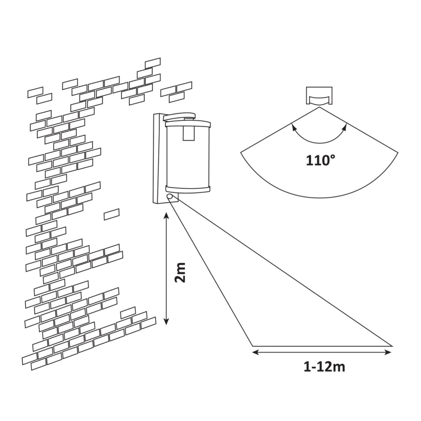 Rabalux – Outdoor Wall Light with Sensor 1×E27/60W/230V IP44