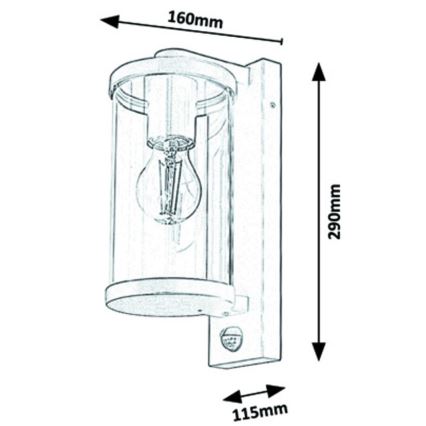 Rabalux – Outdoor Wall Light with Sensor 1×E27/60W/230V IP44