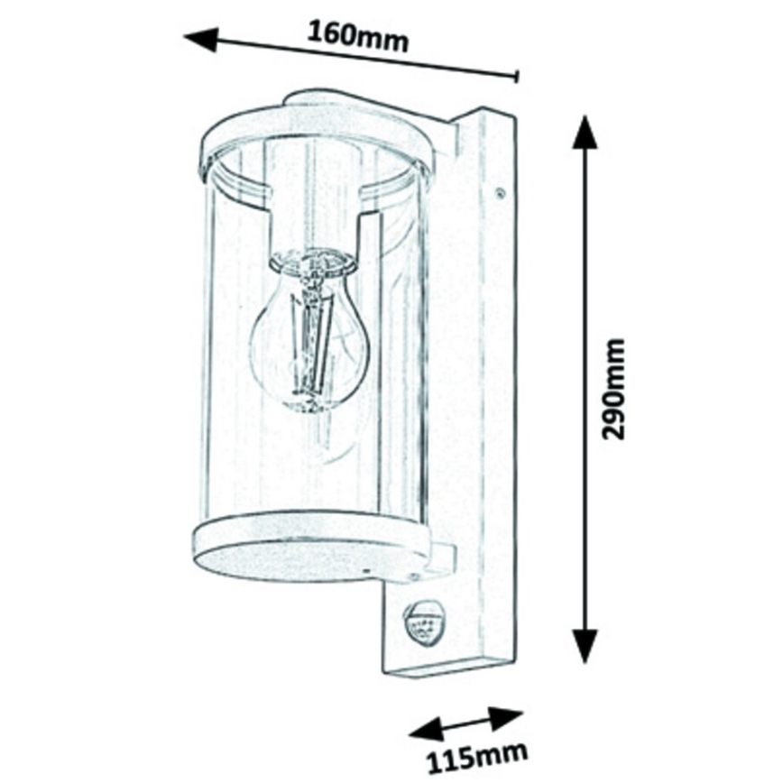 Rabalux – Outdoor Wall Light with Sensor 1×E27/60W/230V IP44