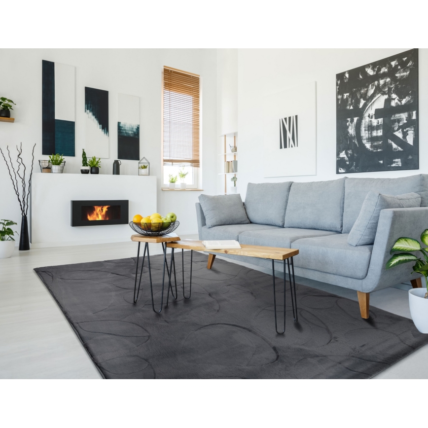 RABBIT 3D Rug 120 x 170 cm Anthracite