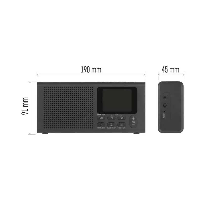 Radio DAB DAB+ FM 3W/5V/4xAA black