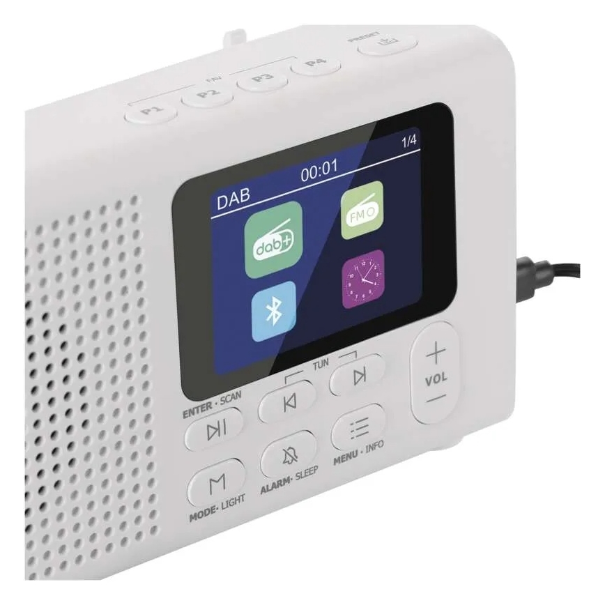 Radio DAB DAB+ FM 3W/5V/4xAA white