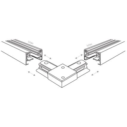 Rail system end cap 1-phase TRACER angular black