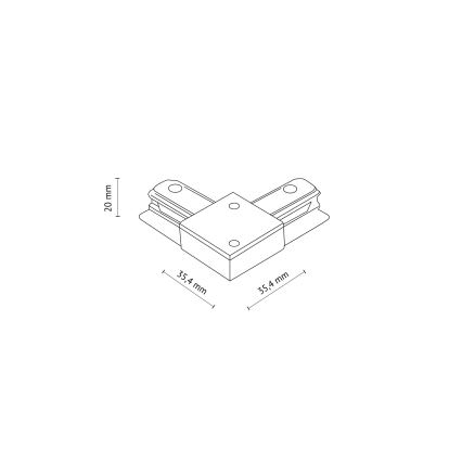 Rail system end cap 1-phase TRACER angular white