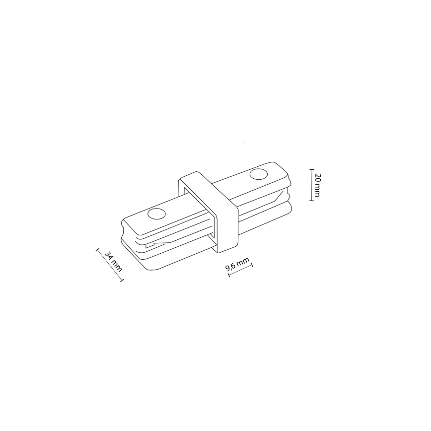 Rail system end cap 1-phase TRACER straight black