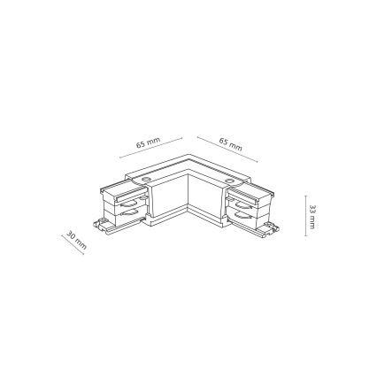Rail system end cap 3-phase TRACER angular black