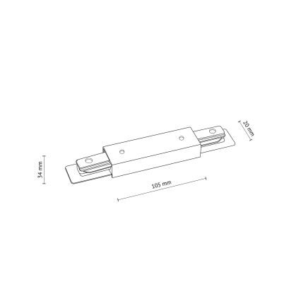 Rail system end cap with power connection 1-phase TRACER straight white