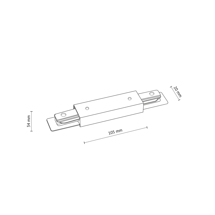 Rail system end cap with power connection 1-phase TRACER straight white