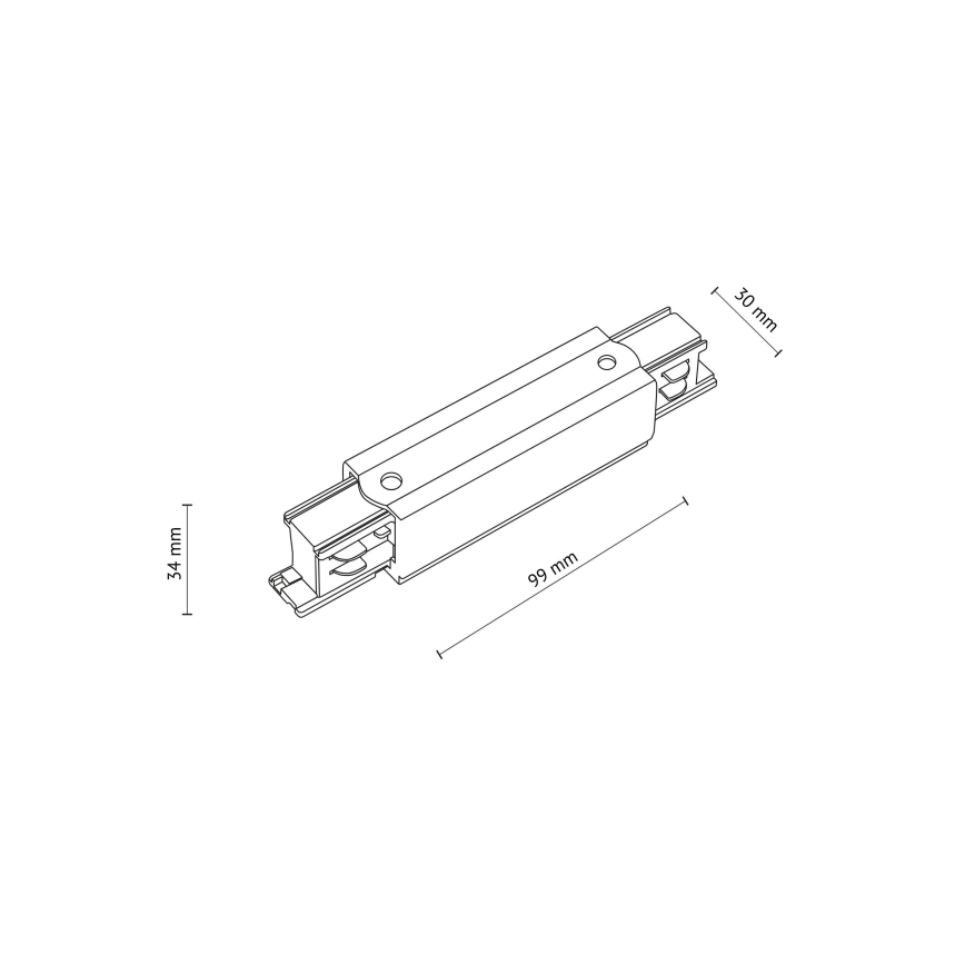 Rail system end cap with power connection 3-phase TRACER straight black