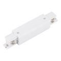 Rail system end cap with power connection 3-phase TRACER straight white