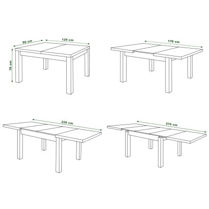 RALF Extendable Dining Table for 12, 120/270 x 90 cm, White