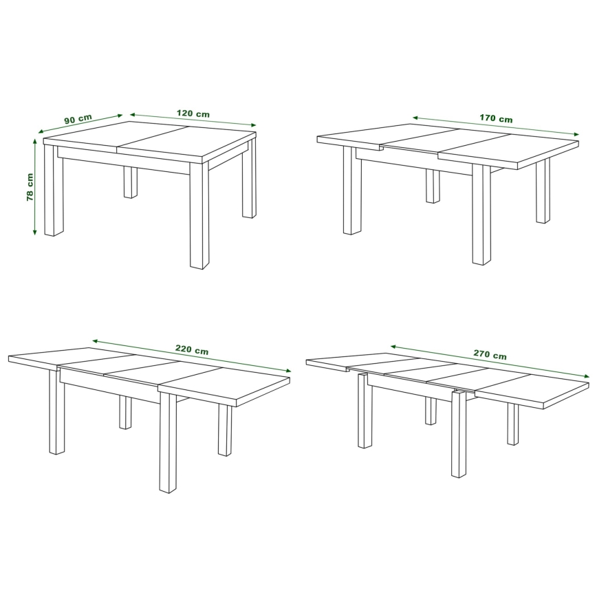 RALF Extendable Dining Table for 12, 120/270 x 90 cm, White