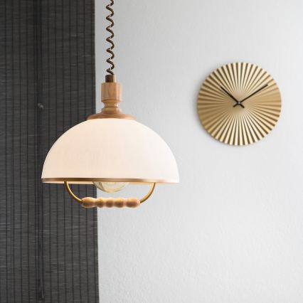 RAMONA height-adjustable pendant light 1xE27/60W/230V brown/white/oak