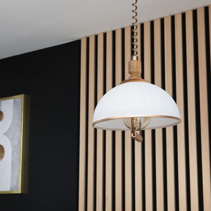 RAMONA height-adjustable pendant light 1xE27/60W/230V brown/white/oak