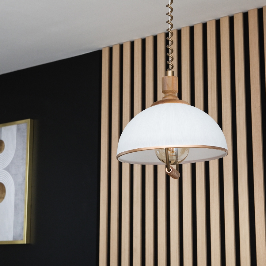 RAMONA height-adjustable pendant light 1xE27/60W/230V brown/white/oak