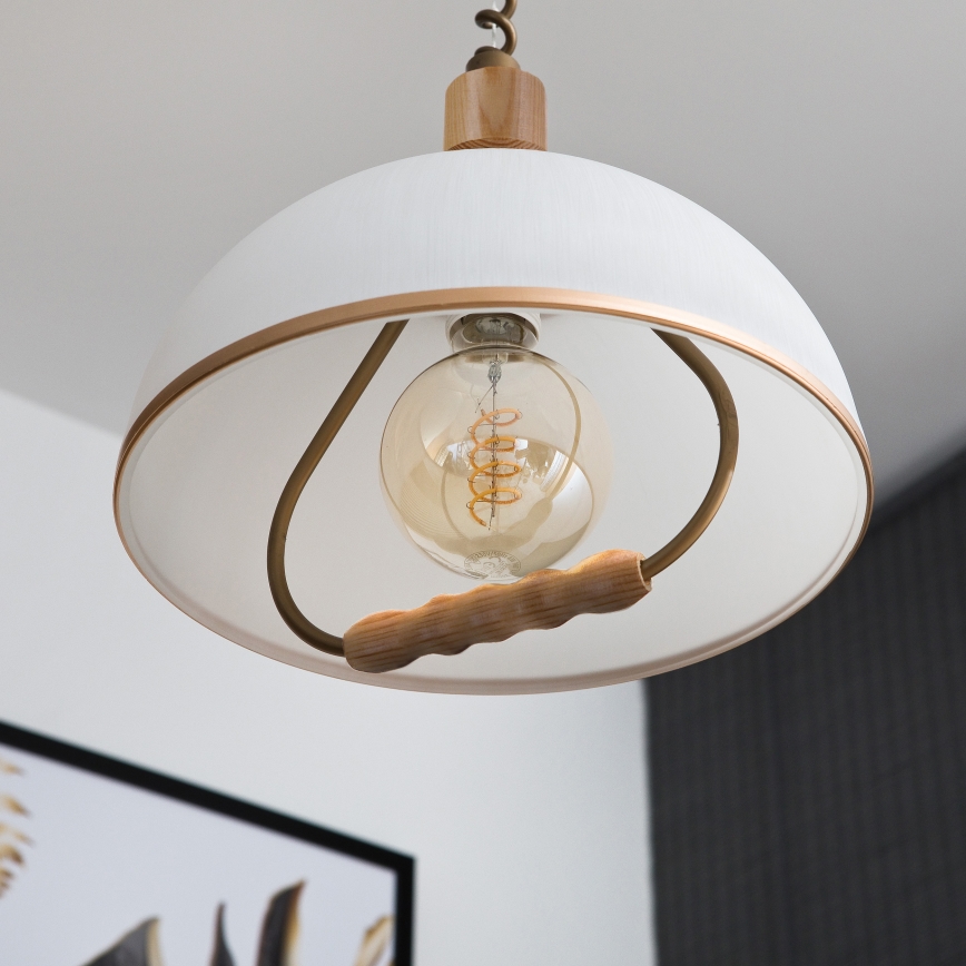 RAMONA height-adjustable pendant light 1xE27/60W/230V brown/white/oak