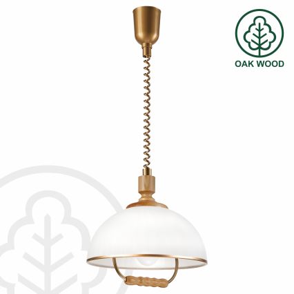 RAMONA height-adjustable pendant light 1xE27/60W/230V brown/white/oak