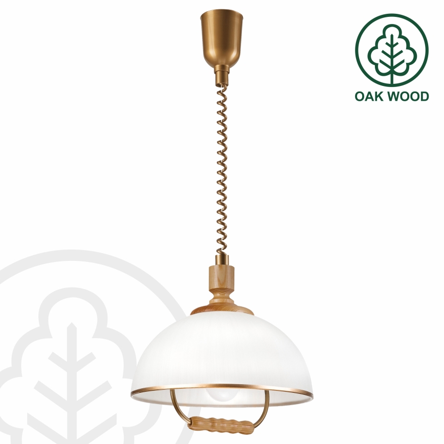 RAMONA height-adjustable pendant light 1xE27/60W/230V brown/white/oak