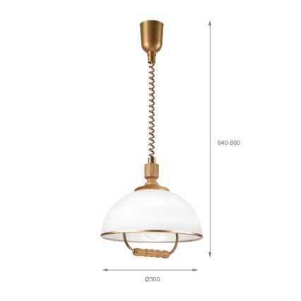 RAMONA height-adjustable pendant light 1xE27/60W/230V brown/white/oak