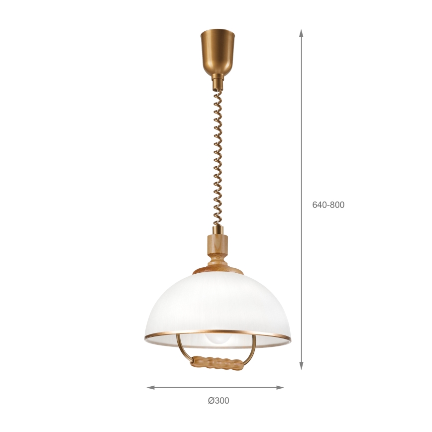 RAMONA height-adjustable pendant light 1xE27/60W/230V brown/white/oak