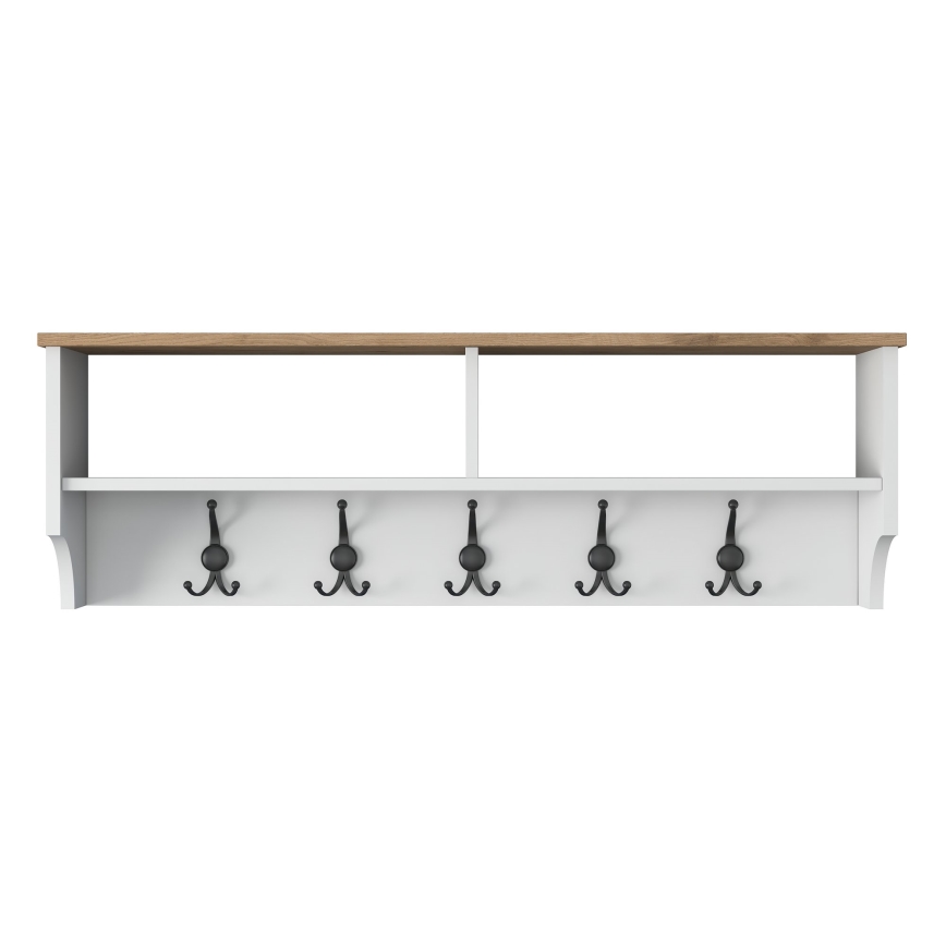 RANI wall-mounted coat rack, 120×37×22 cm, white/beige