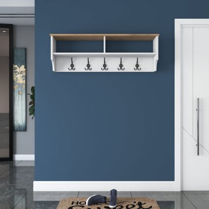 RANI wall-mounted coat rack, 120×37×22 cm, white/beige