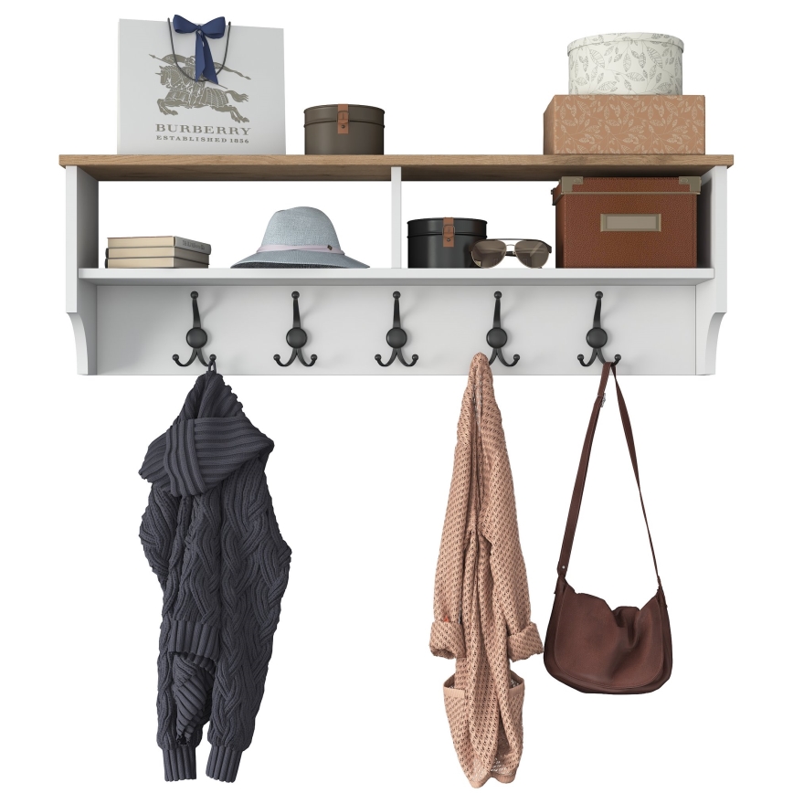 RANI wall-mounted coat rack, 120×37×22 cm, white/beige