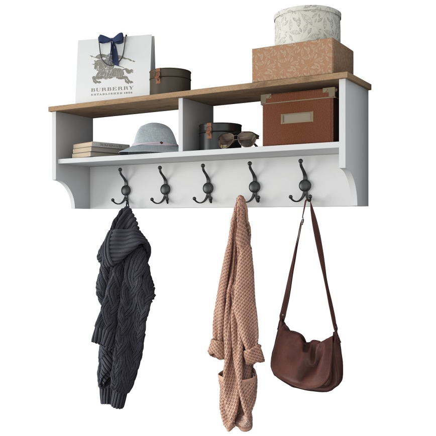 RANI wall-mounted coat rack, 120×37×22 cm, white/beige