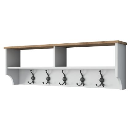 RANI wall-mounted coat rack, 120×37×22 cm, white/beige