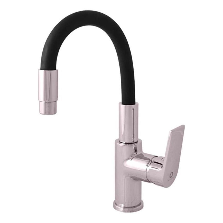RAV Slezák CO119.0/15 - COLORADO 25 cm Kitchen mixer tap with flexible spout, Black/Polished Chrome