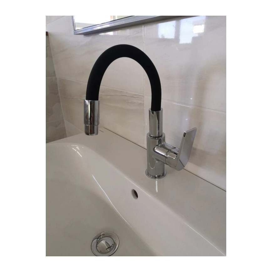 RAV Slezák CO119.0/15 - COLORADO 25 cm Kitchen mixer tap with flexible spout, Black/Polished Chrome