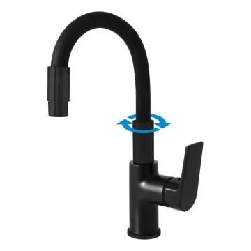 RAV Slezák CO119.0/16 - Kitchen faucet with flexible spout and spray head COLORADO 25 cm black