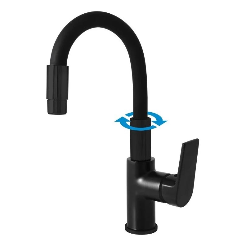 RAV Slezák CO119.0/16 - Kitchen faucet with flexible spout and spray head COLORADO 25 cm black